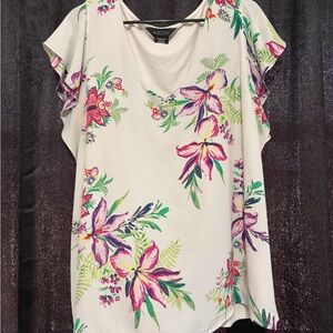 Michel Studio Cream Floral Blouse